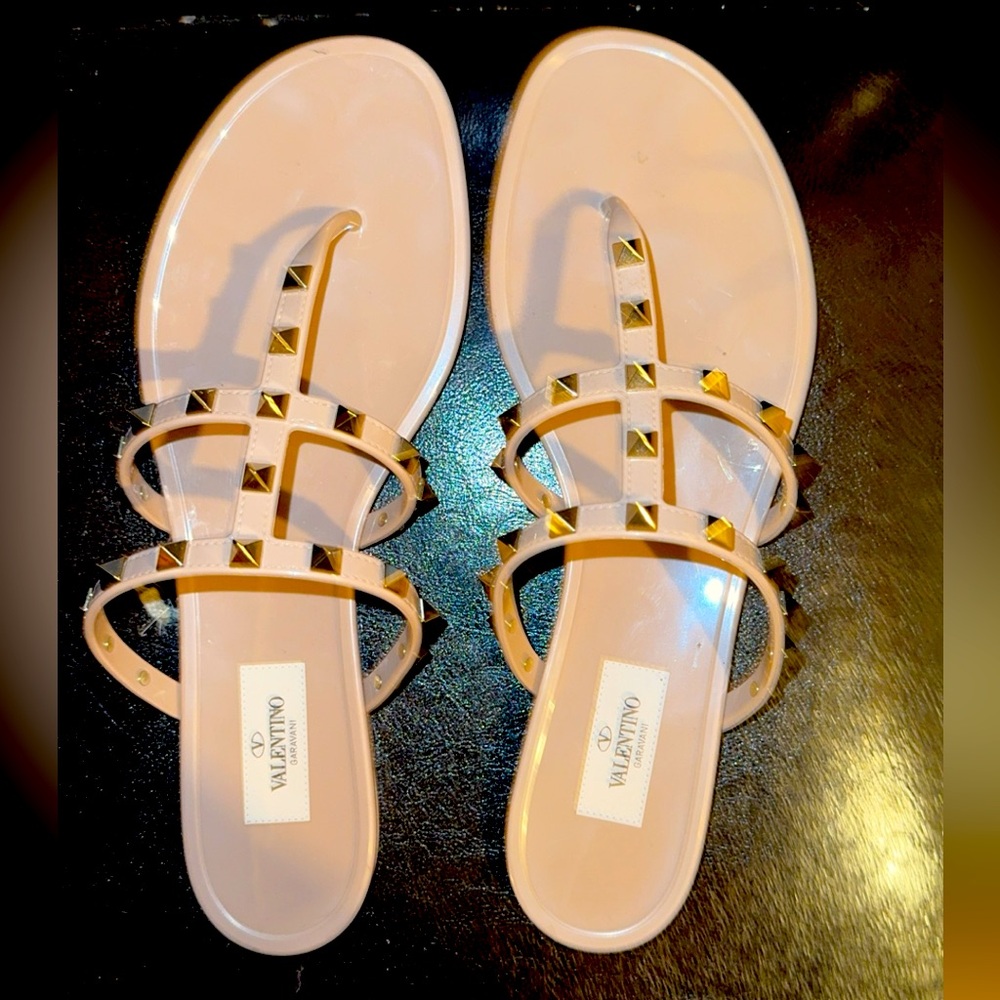 Double Strap Rockstud Thong Sandals